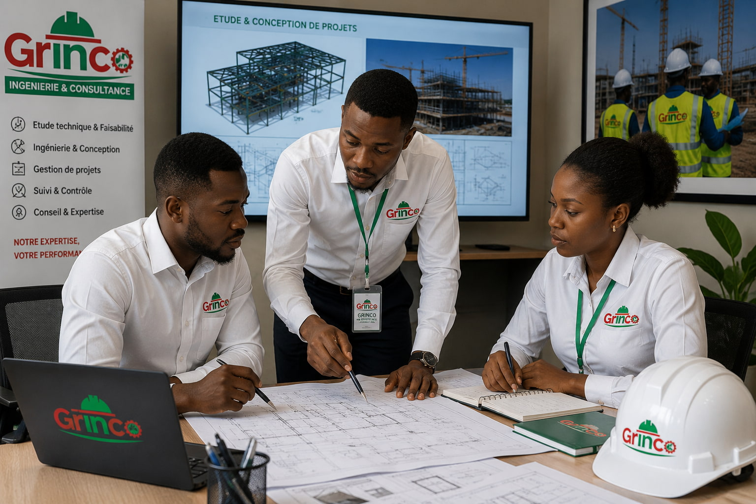 Équipe GRINCO RDC étudiant et suivant un projet technique