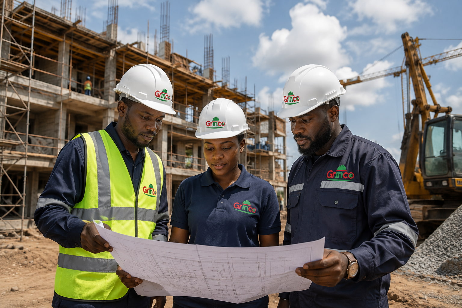 Équipe d’ingénierie et chantier de construction GRINCO RDC